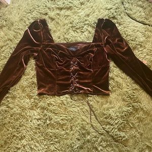 Velvet Corset Crop Blouse